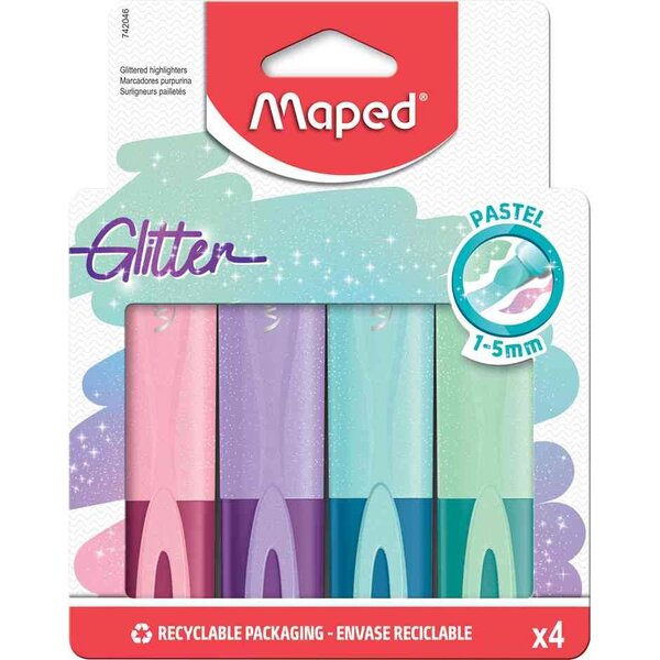 Surligneur FLUO'PEPS Glitter PASTEL étui carton de 4 MAPED
