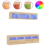 vidaXL Unités murales TV avec LED 5 Pièces chêne sonoma bois d'ingénierie