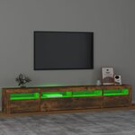 vidaXL Meuble TV avec lumières LED Chêne fumé 240x35x40 cm