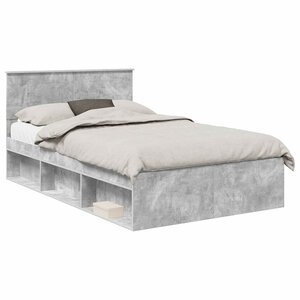 vidaXL Cadre de lit Béton 120 x 190 cm Bois d'ingénierie