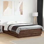 vidaXL Cadre de lit avec lumières LED chêne marron 120x200 cm
