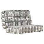 vidaXL Pouf 100x100x20 cm Gris rayé Tissu