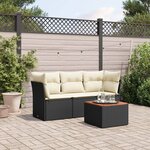 vidaXL Salon de jardin 4 Pièces avec coussins noir résine tressée