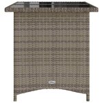 vidaXL Table de jardin avec dessus en verre gris 110x68x70 cm rotin