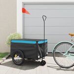 vidaXL Remorque de vélo noir et bleu 45 kg fer