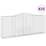 vidaXL Paniers à gabions arqués 25 Pièces 400x50x160/180 cm fer galvanisé