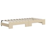 vidaXL Lit de jour avec gigogne et matelas crème 80x200 cm tissu