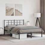 vidaXL Cadre de lit métal sans matelas avec tête de lit noir 140x200cm