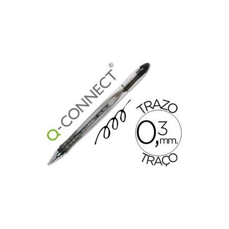 Stylo-bille écriture moyenne 0.5mm corps translucide grip caoutchouc coloris noir Q-CONNECT
