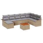 Ensemble de 9 Pièces de Canapé de Jardin Beige Rattan Acacia