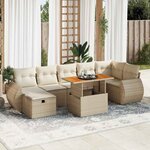 vidaXL Salon de jardin avec coussins 5 Pièces beige résine tressée acacia