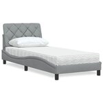 vidaXL Lit avec matelas gris clair 90x190 cm tissu