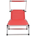 vidaXL Chaise longue pliable avec toit aluminium et textilène rouge