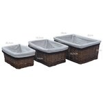vidaXL Ensemble de paniers gigognes 3 Pièces Marron Saule