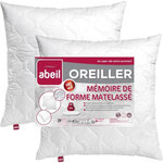 2 oreillers blanc à mémoire de forme matelassés 60 x 60 cm