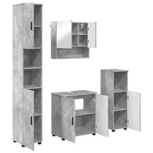 vidaXL Ensemble de mobilier de salle de bain 4 Pièces Gris béton