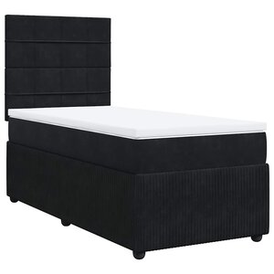 vidaXL Sommier à lattes de lit avec matelas Noir 100x200 cm Velours