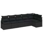 vidaXL Ensemble de canapé de jardin 6 Pièces Noir Poly rotin