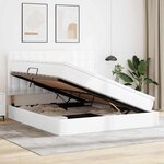 vidaXL Lit avec rangement et LED avec matelas Blanc pur 160 x 200 cm