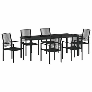 vidaXL Ensemble de salle à manger pour jardin 7 Pièces Noir