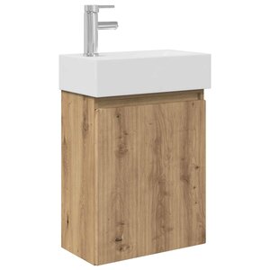 vidaXL Meuble de salle de bain avec robinet Chêne artisanal