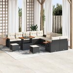 vidaXL Ensemble de canapé de jardin 13 Pièces Noir Poly rotin