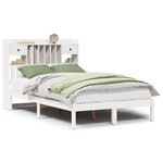 vidaXL Lit bibliothèque sans matelas blanc 135x190 cm bois pin massif