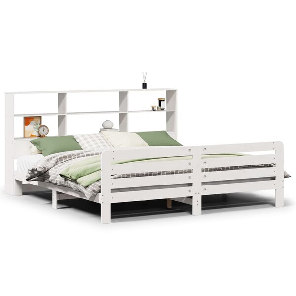 vidaXL Cadre de lit sans matelas blanc 200x200 cm bois massif de pin