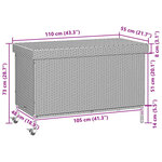 vidaXL Boîte de rangement de jardin et roues gris résine tressée