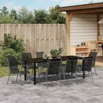vidaXL Ensemble de salle à manger pour jardin 9 Pièces Noir
