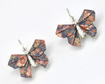 Boucles d'oreille papier origami papillon violet fleur