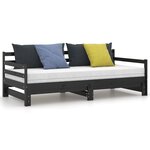 vidaXL Lit coulissant Noir Bois de pin massif 2x(90x200) cm