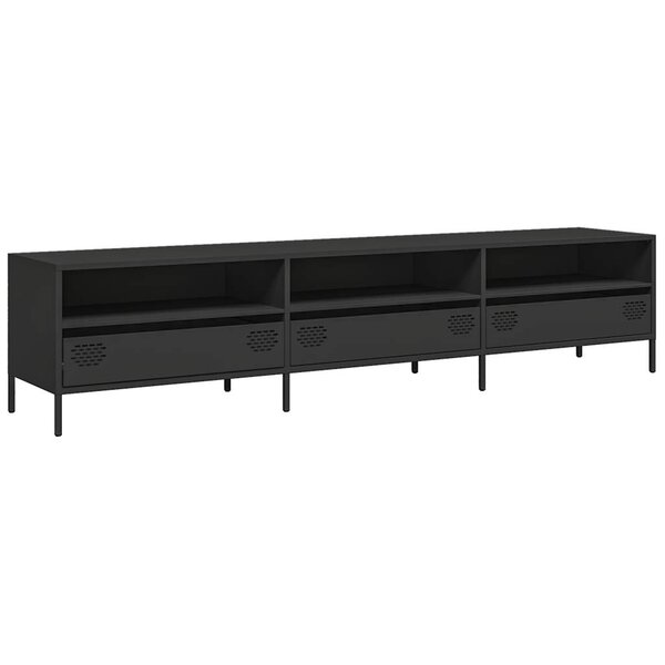 vidaXL Meuble TV noir 202x39x43 5 cm acier laminé à froid