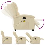 vidaXL Fauteuil de massage inclinable Crème Tissu