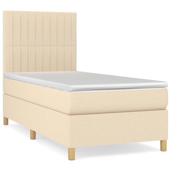 vidaXL Sommier à lattes de lit avec matelas Crème 100x200 cm Tissu
