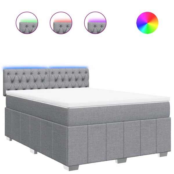 vidaXL Sommier à lattes de lit avec matelas Gris clair 140x200cm Tissu