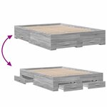 vidaXL Cadre de lit avec tiroirs sans matelas sonoma gris 135x190 cm