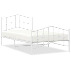 vidaXL Cadre de lit métal sans matelas et pied de lit blanc 100x200 cm