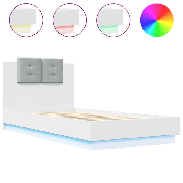 vidaXL Cadre de lit avec LED sans matelas blanc 75x190 cm