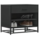 vidaXL Banc à chaussures noir 60x40x53 5 cm bois d'ingénierie et métal