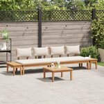 vidaXL Ensemble de banc de jardin avec coussin 5 Pièces Marron  Crème
