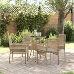 vidaXL Ensemble de salle à manger pour jardin 5 Pièces Beige Poly rotin