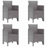 vidaXL Chaise de jardin 4 pc Gris clair Polypropylène