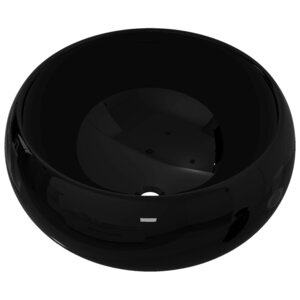 vidaXL Lavabo rond Céramique Noir 40 x 15 cm