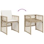 vidaXL Ensemble à manger de jardin et coussins 11 Pièces beige poly rotin