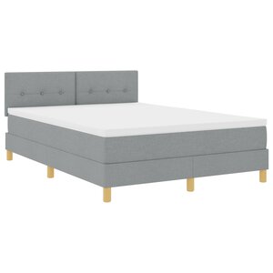 vidaXL lit à ressort avec matelas & LED gris clair 140x200 cm en tissu