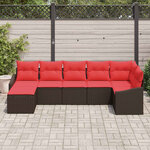 vidaXL Ensemble de Canapés avec coussin 7 Pièces Marron polyrotin