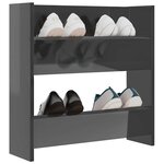 vidaXL Armoire à chaussures murale gris brillant bois d’ingénierie