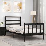 vidaXL Cadre de lit sans matelas noir bois de pin massif