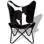 vidaXL Chaise papillon noir et blanc cuir de vache
